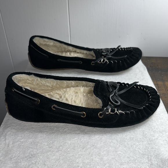 Lucky Brand Black Moccasin LP-Abrelle3. Size 9B, Front Leather Bow Clean. NonSm. - Picture 2 of 8
